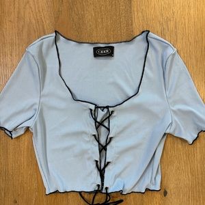Cider Baby Blue Tie Crop Top